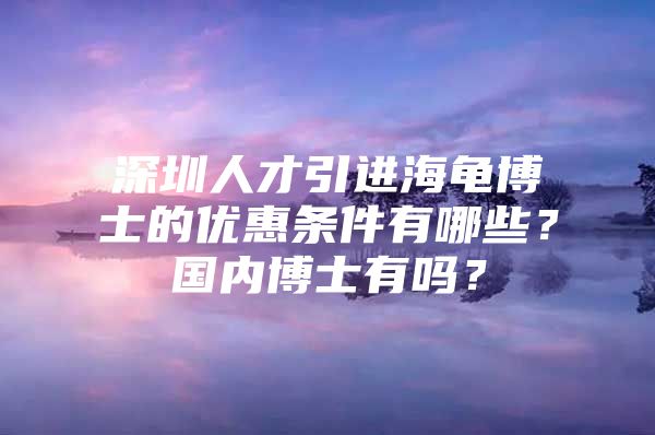 深圳人才引进海龟博士的优惠条件有哪些？国内博士有吗？