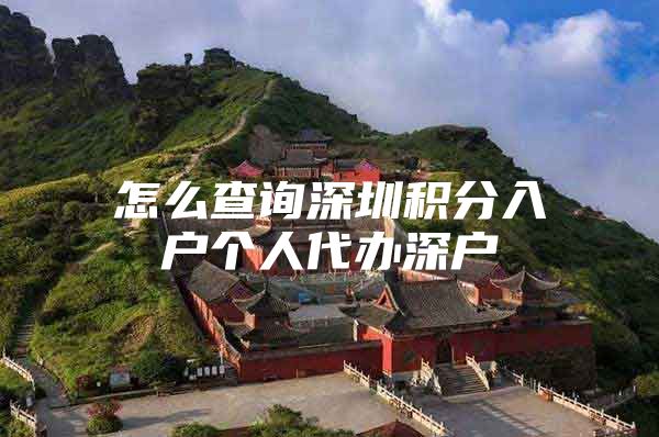 怎么查询深圳积分入户个人代办深户