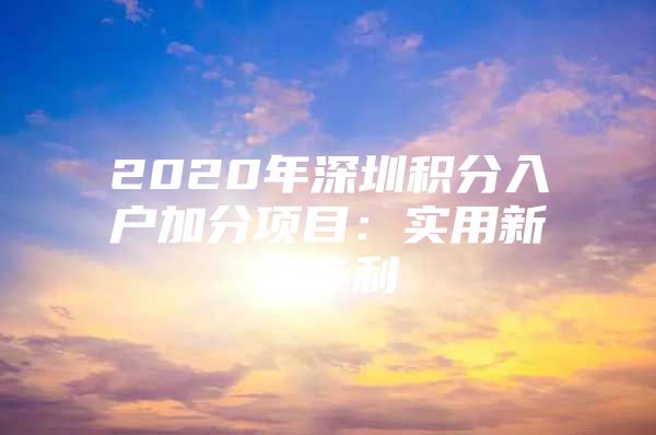 2020年深圳积分入户加分项目：实用新型专利