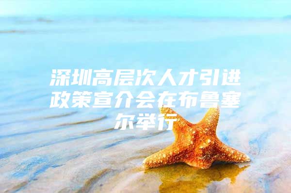 深圳高层次人才引进政策宣介会在布鲁塞尔举行