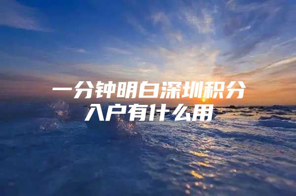 一分钟明白深圳积分入户有什么用