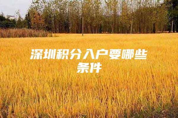 深圳积分入户要哪些条件