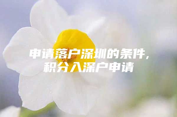 申请落户深圳的条件,积分入深户申请