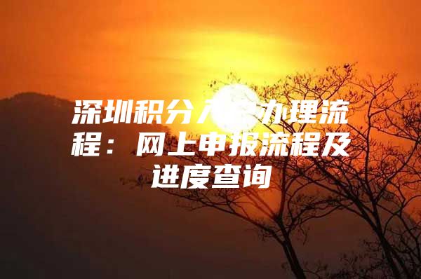 深圳积分入户办理流程：网上申报流程及进度查询