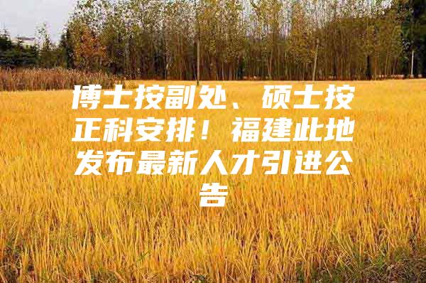 博士按副处、硕士按正科安排！福建此地发布最新人才引进公告