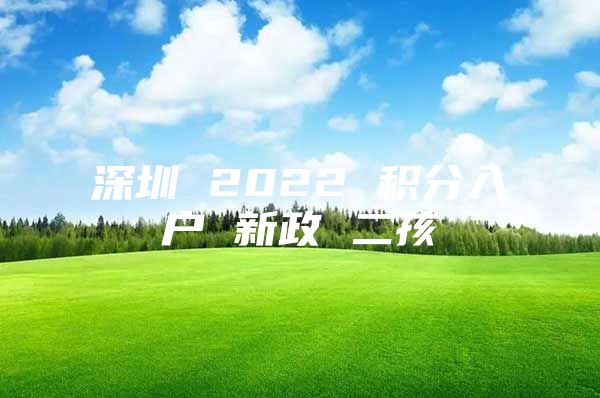 深圳 2022 积分入户 新政 二孩