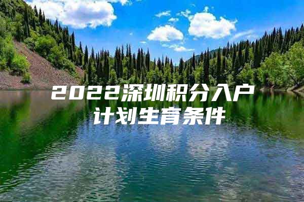 2022深圳积分入户 计划生育条件