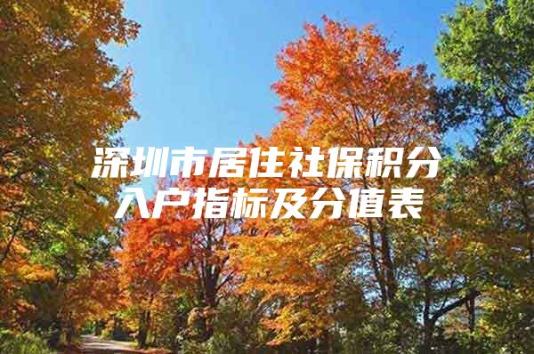 深圳市居住社保积分入户指标及分值表