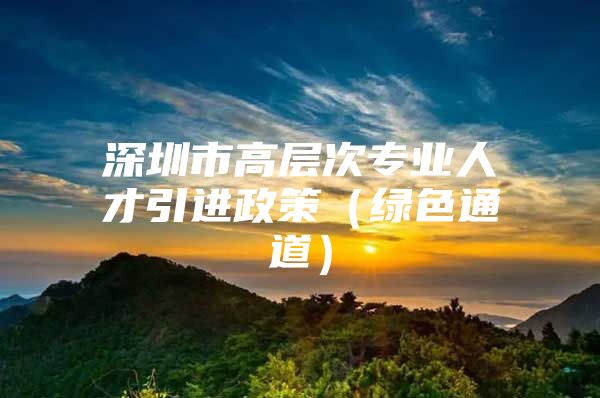 深圳市高层次专业人才引进政策（绿色通道）