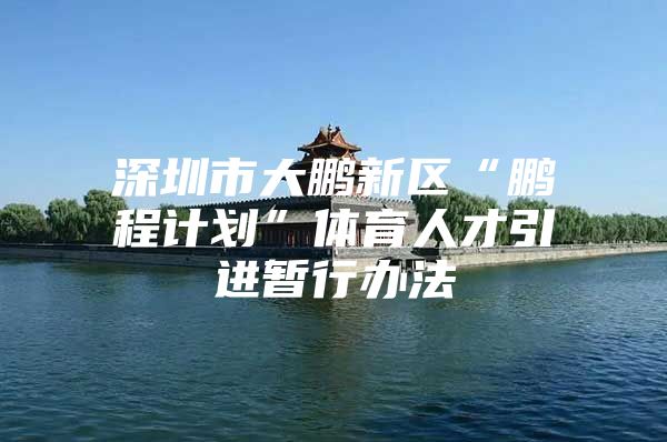 深圳市大鹏新区“鹏程计划”体育人才引进暂行办法