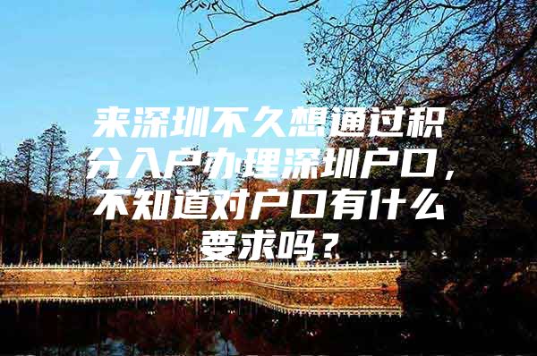 来深圳不久想通过积分入户办理深圳户口，不知道对户口有什么要求吗？
