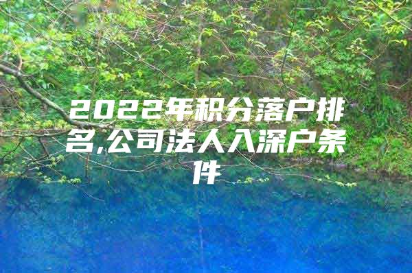 2022年积分落户排名,公司法人入深户条件