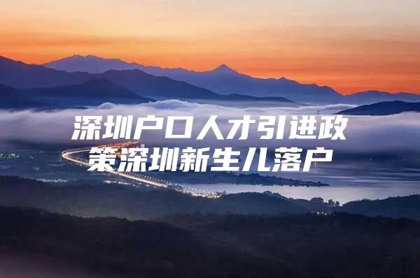 深圳户口人才引进政策深圳新生儿落户