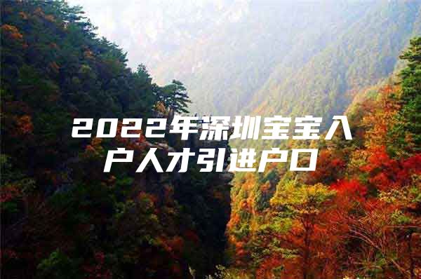 2022年深圳宝宝入户人才引进户口