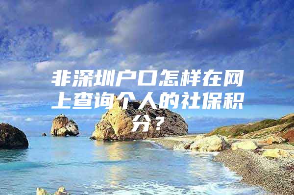 非深圳户口怎样在网上查询个人的社保积分？
