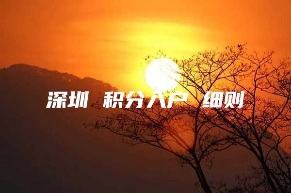 深圳 积分入户 细则