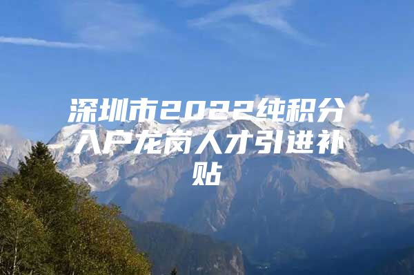 深圳市2022纯积分入户龙岗人才引进补贴