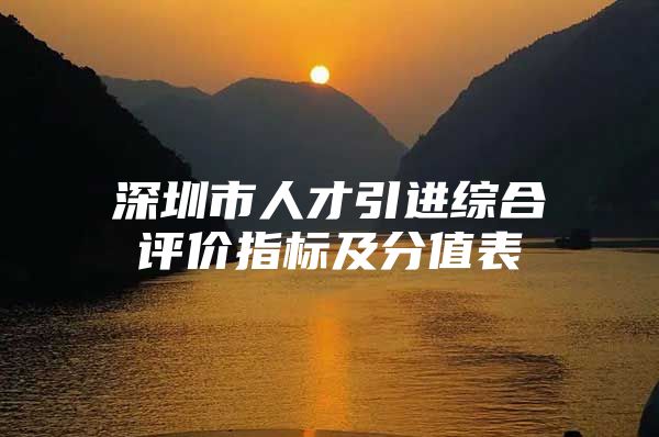 深圳市人才引进综合评价指标及分值表