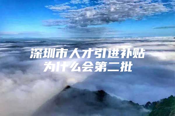 深圳市人才引进补贴为什么会第二批
