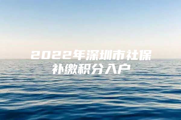 2022年深圳市社保补缴积分入户