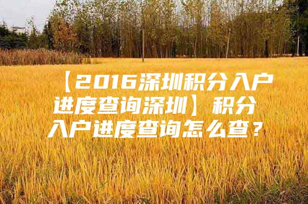 【2016深圳积分入户进度查询深圳】积分入户进度查询怎么查？