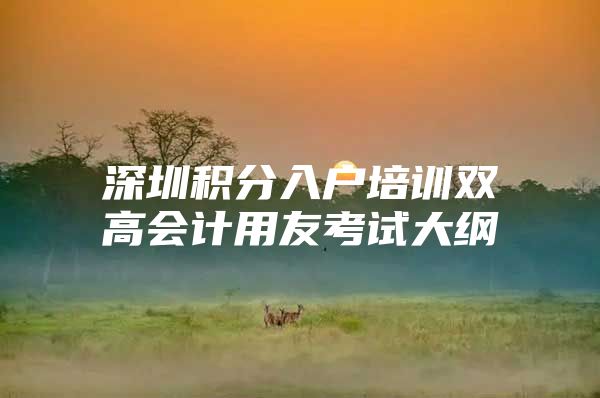 深圳积分入户培训双高会计用友考试大纲