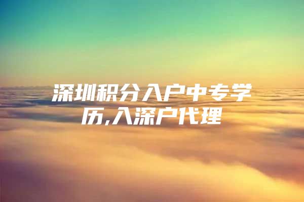 深圳积分入户中专学历,入深户代理