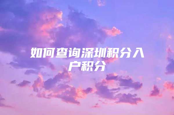 如何查询深圳积分入户积分