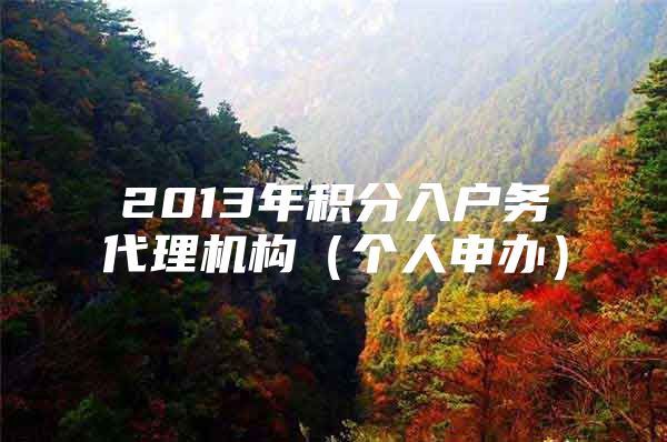 2013年积分入户务代理机构（个人申办）
