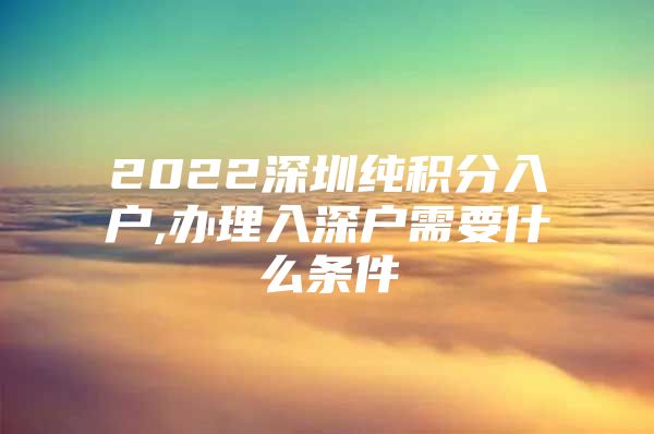 2022深圳纯积分入户,办理入深户需要什么条件