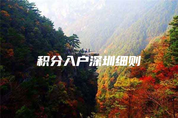 积分入户深圳细则