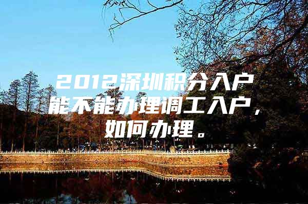 2012深圳积分入户能不能办理调工入户，如何办理。