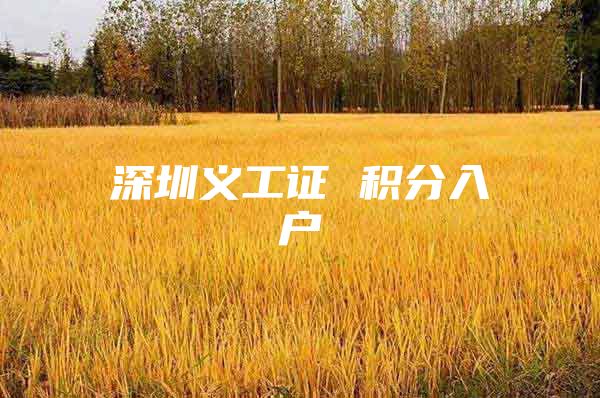 深圳义工证 积分入户