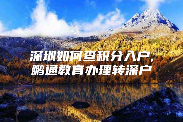 深圳如何查积分入户,鹏通教育办理转深户