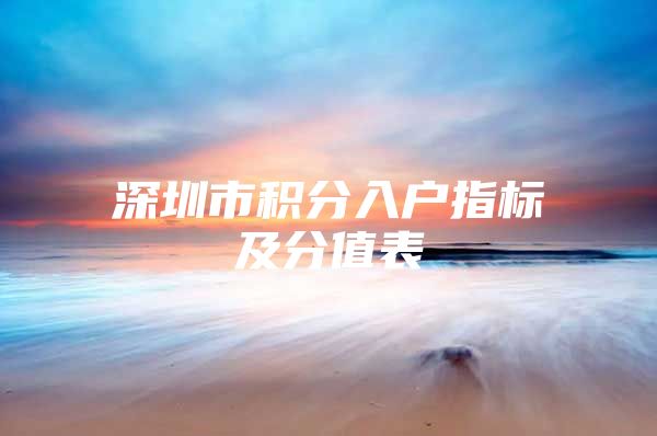 深圳市积分入户指标及分值表