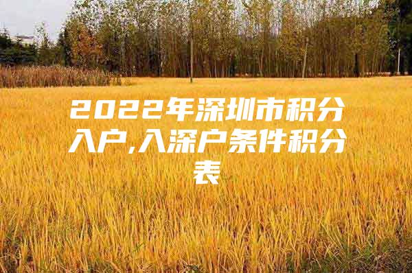 2022年深圳市积分入户,入深户条件积分表