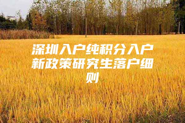 深圳入户纯积分入户新政策研究生落户细则