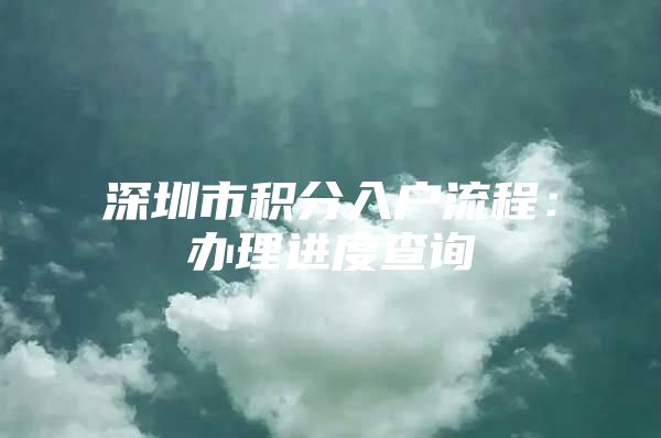 深圳市积分入户流程：办理进度查询