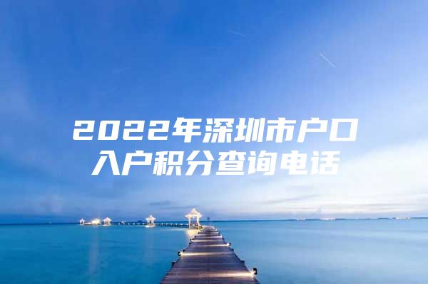 2022年深圳市户口入户积分查询电话