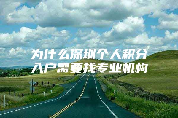 为什么深圳个人积分入户需要找专业机构