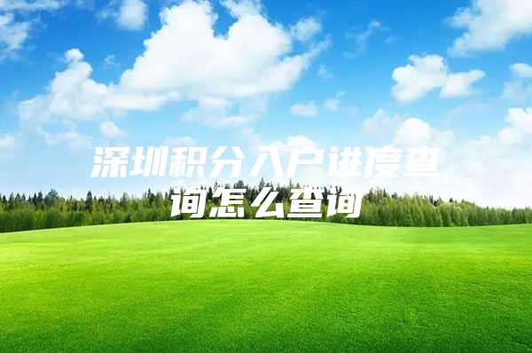 深圳积分入户进度查询怎么查询