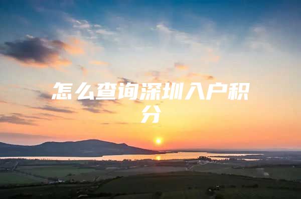 怎么查询深圳入户积分