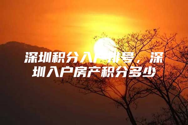 深圳积分入户排号，深圳入户房产积分多少