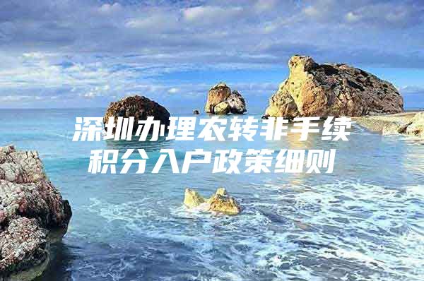 深圳办理农转非手续积分入户政策细则