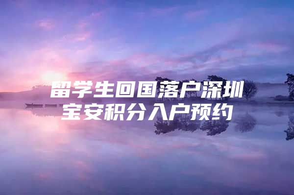 留学生回国落户深圳宝安积分入户预约