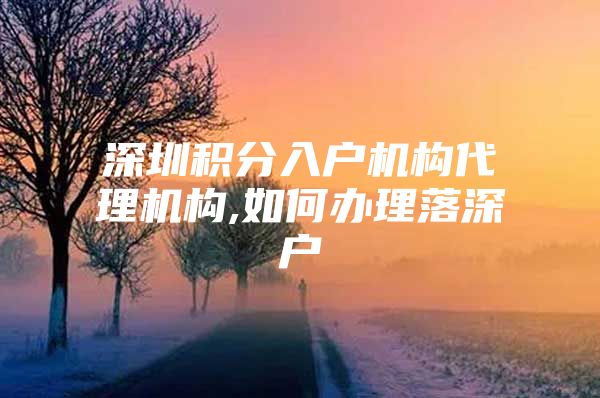 深圳积分入户机构代理机构,如何办理落深户