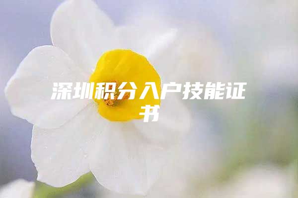 深圳积分入户技能证书