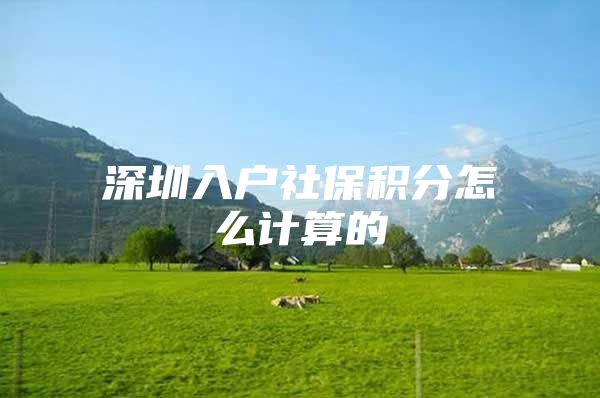 深圳入户社保积分怎么计算的