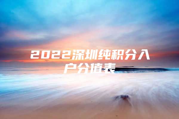 2022深圳纯积分入户分值表