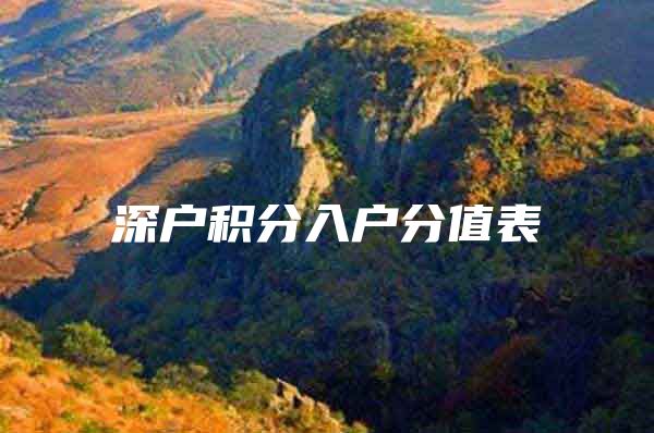 深户积分入户分值表